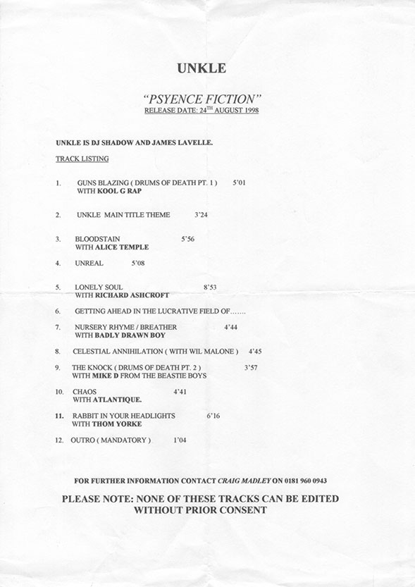 Psyence Fiction MW085CDP Press Release