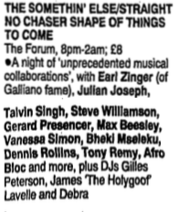 Event listing in The Observer 02 May 1993