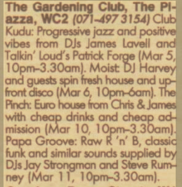 Listing in Daily Mirror for 5 March 1992
