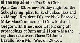 Gig mentioned in The List - 22 October 1993