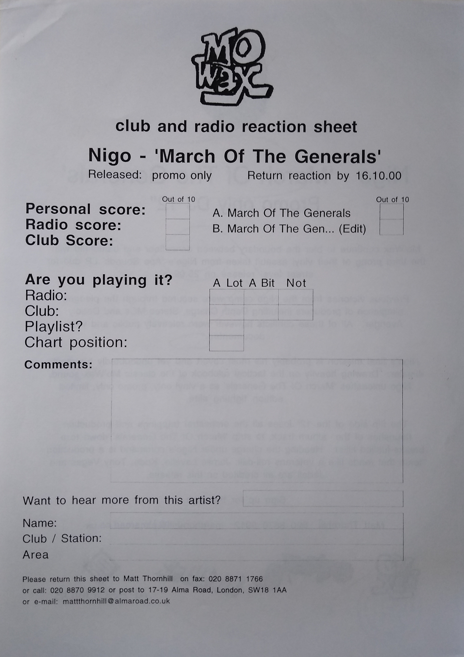 NIGO 4DJ Reaction Sheet Page 1