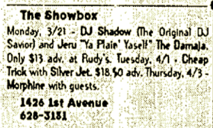 April 21 1997 show in Camel Page advertisement