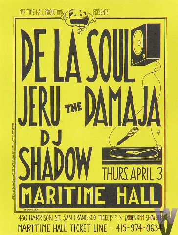 Poster for 3 April show with De La Soul