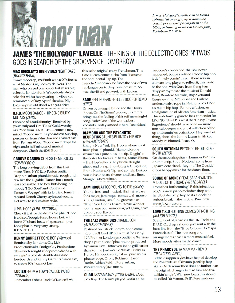 Mo' Wax in issue 20 p53