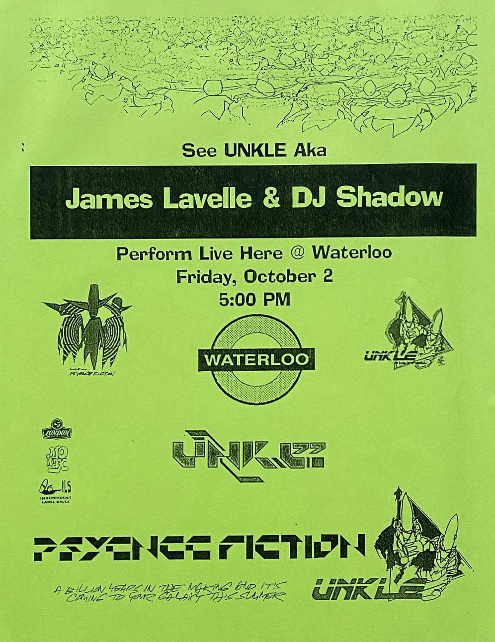Flyer for 2 Oct 1998 event at Waterloo Records