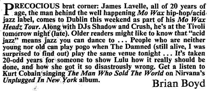 Mention in The Irish Times 11 Nov 1994